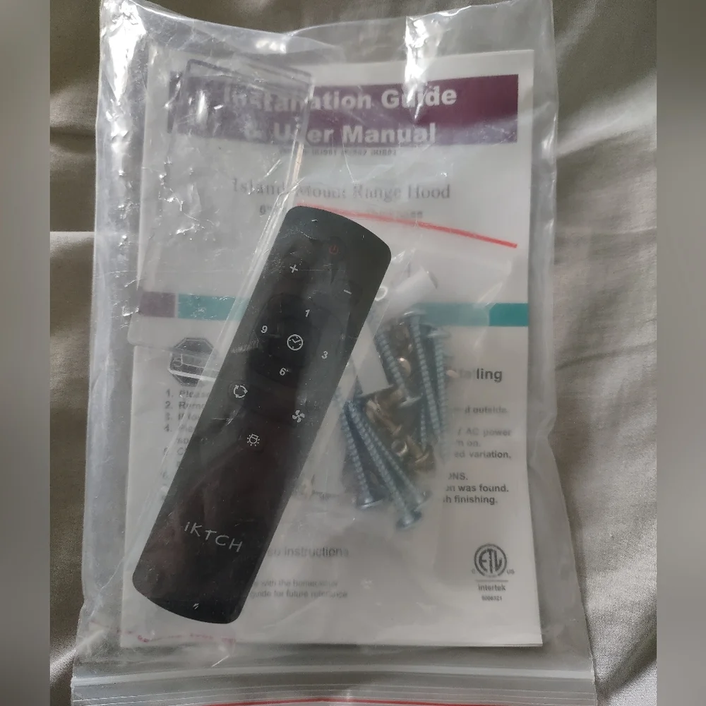 Island Mount Range T-bid Black Remote Control with User Manual and Screws